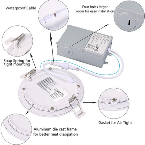 Image of 4 in. 9W White LED Recessed Ceiling Light Trim at Selectable 3CCT (3000K-4000K-5000K) (750 Lumens)