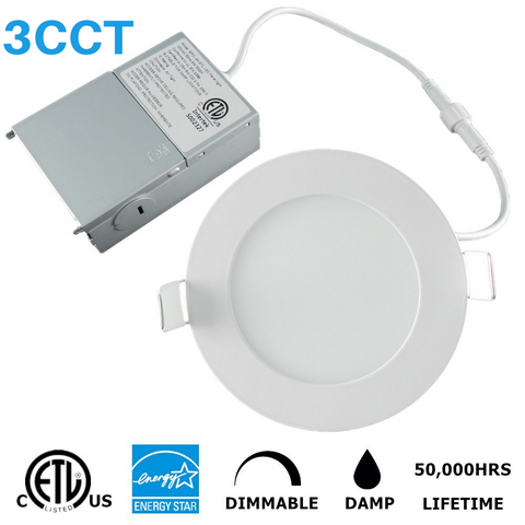 Image of 6 in. 15W White LED Recessed Ceiling Light Trim at Selectable 3CCT (3000K-4000K-5000K) (1000 Lumens)