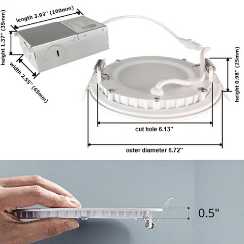 Image of 6 in. 15W White LED Recessed Ceiling Light Trim at Selectable 3CCT (3000K-4000K-5000K) (1000 Lumens)