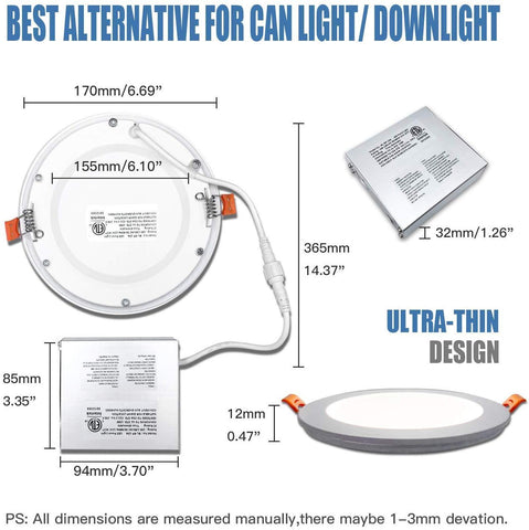 Image of 6 in. 15W White LED Recessed Ceiling Light Trim at Selectable 3CCT (3000K-4000K-5000K) (1000 Lumens)