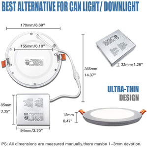 6 in. 15W White LED Recessed Ceiling Light Trim at Selectable 3CCT (3000K-4000K-5000K) (1000 Lumens)