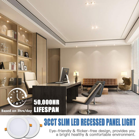 Image of 6 in. 15W White LED Recessed Ceiling Light Trim at Selectable 3CCT (3000K-4000K-5000K) (1000 Lumens)